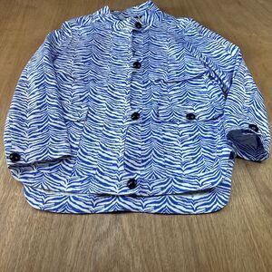 Carlisle Zebra Print Jacket Blue White Cotton Stretch US 10